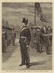 Prins Louis Napoleon die zijn mede-cadetten drilt op de Militaire Academie, Woolwich